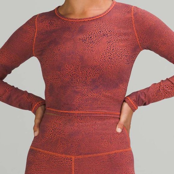 lululemon athletica Tops - Lululemon Wunder Train Cropped Long Sleeve in Crackle Glaze Orange
